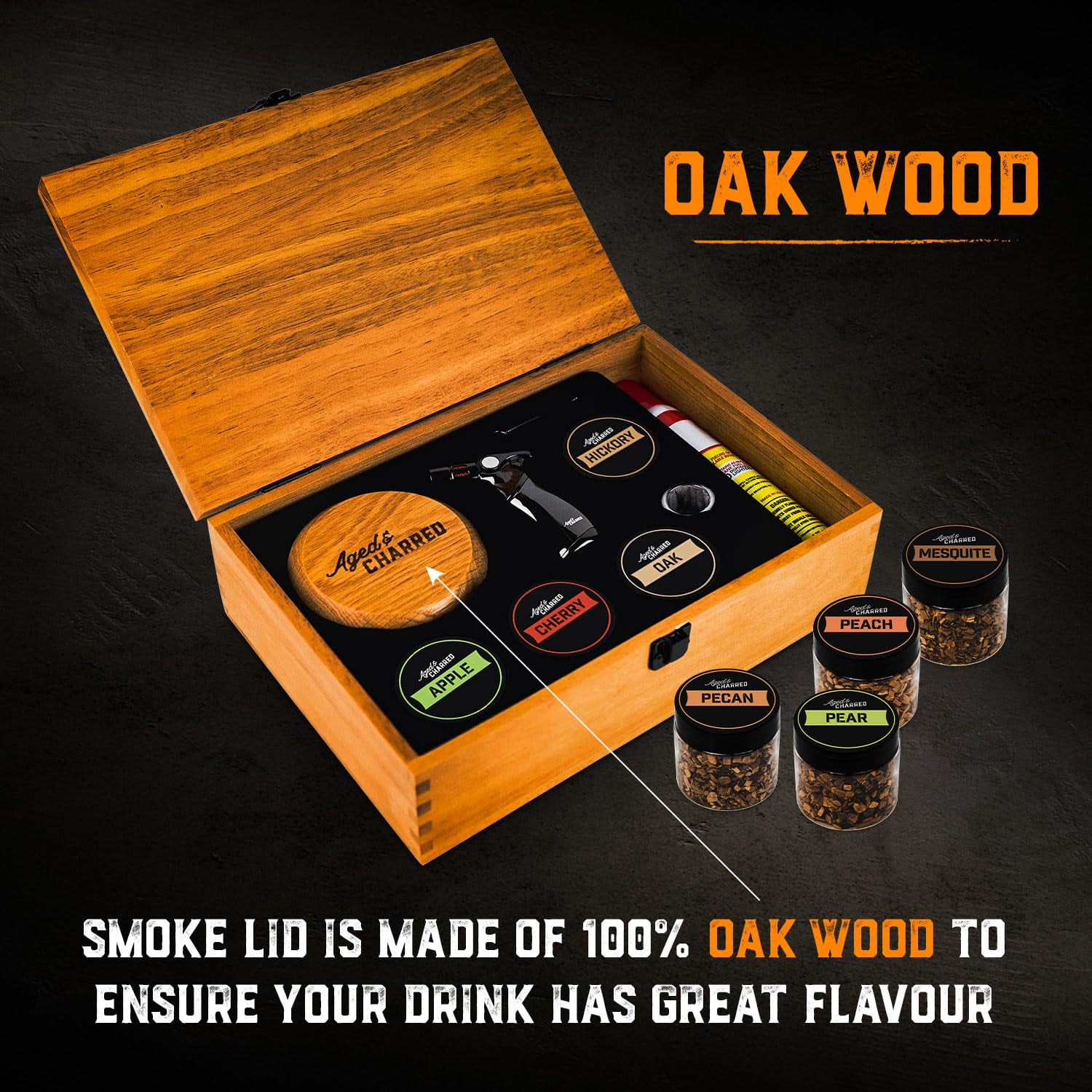 Kit Fumoir Pour Cocktails Et Whisky - 4 Bois Différents (Noyer, Chêne, Cerisier, Pomme) - Idéal Cadeau Fête Des Pères