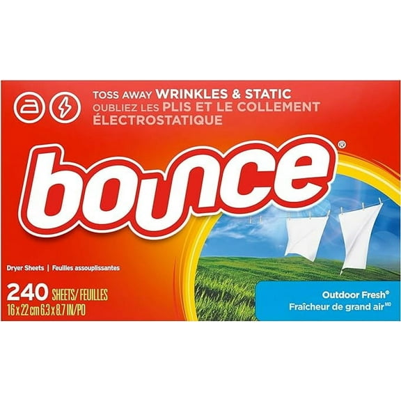 Bounce Dryer Sheets Laundry Fabric Softener, Outdoor Fresh, 240 Count