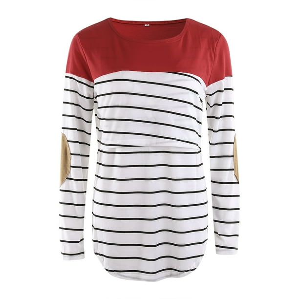 Visgogo Visgogo Women Maternity Nursing Tops Long Sleeve Striped Breastfeeding T Shirt Walmart Com Walmart Com