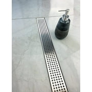 Neodrain 40-Inch Linear Shower Drain with Removable Quadrato Pattern Grate,Professional Brushed 304 Stainless Steel Rectangle Shower Floor Drain Manufacturer,with Leveling Feet,Hair Strainer