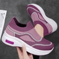 thumbnail image 4 of Willtoo Women's Slip-On Orthopedic Sneakers with Arch Support Air Cushion Non-Slip Sole Breathable Walking Shoes for Nursing Comfort Casual Running Purple, 4 of 6