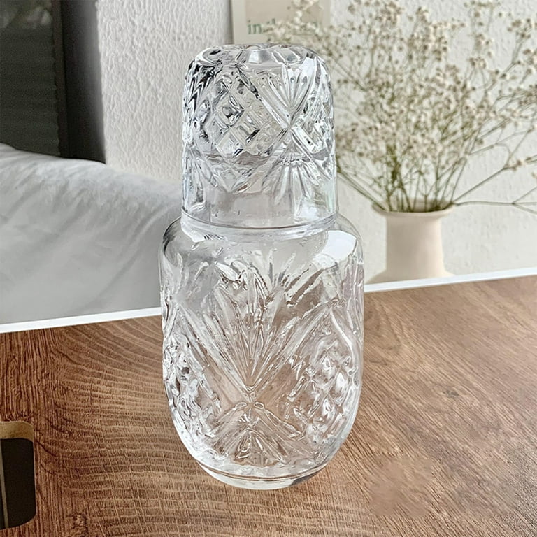 Vintage Bedside Water Carafe and Glass Set for Bedroom Nightstand