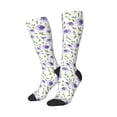 thumbnail image 2 of Balery Purple Chicory Printed Novelty Socks Men's Women's Crew Socks Sports Socks Knee High Socks Cotton Socks Quirky and Cool Socks, 2 of 9