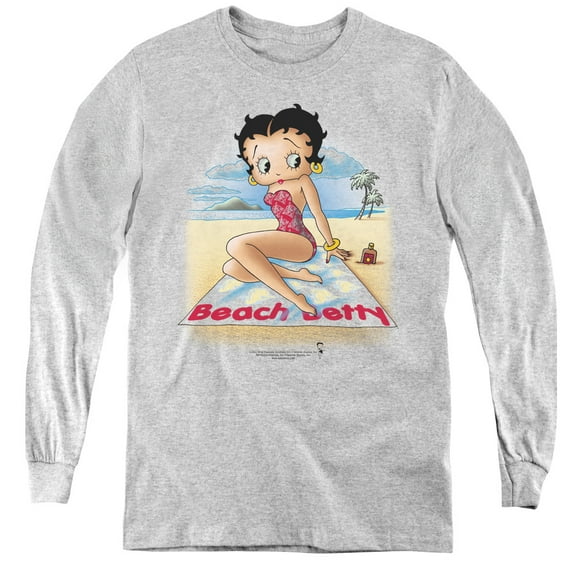 Betty Boop Beach Betty Youth Long Sleeve T-Shirt Tee White