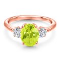 thumbnail image 3 of Gem Stone King 18K Rose Gold Plated Silver Yellow Lemon Quartz and Lab Grown Diamond Engagement Ring for Women | 2.19 Cttw | Oval 9X7MM | Gemstone Birthstone | Size 8, 3 of 6