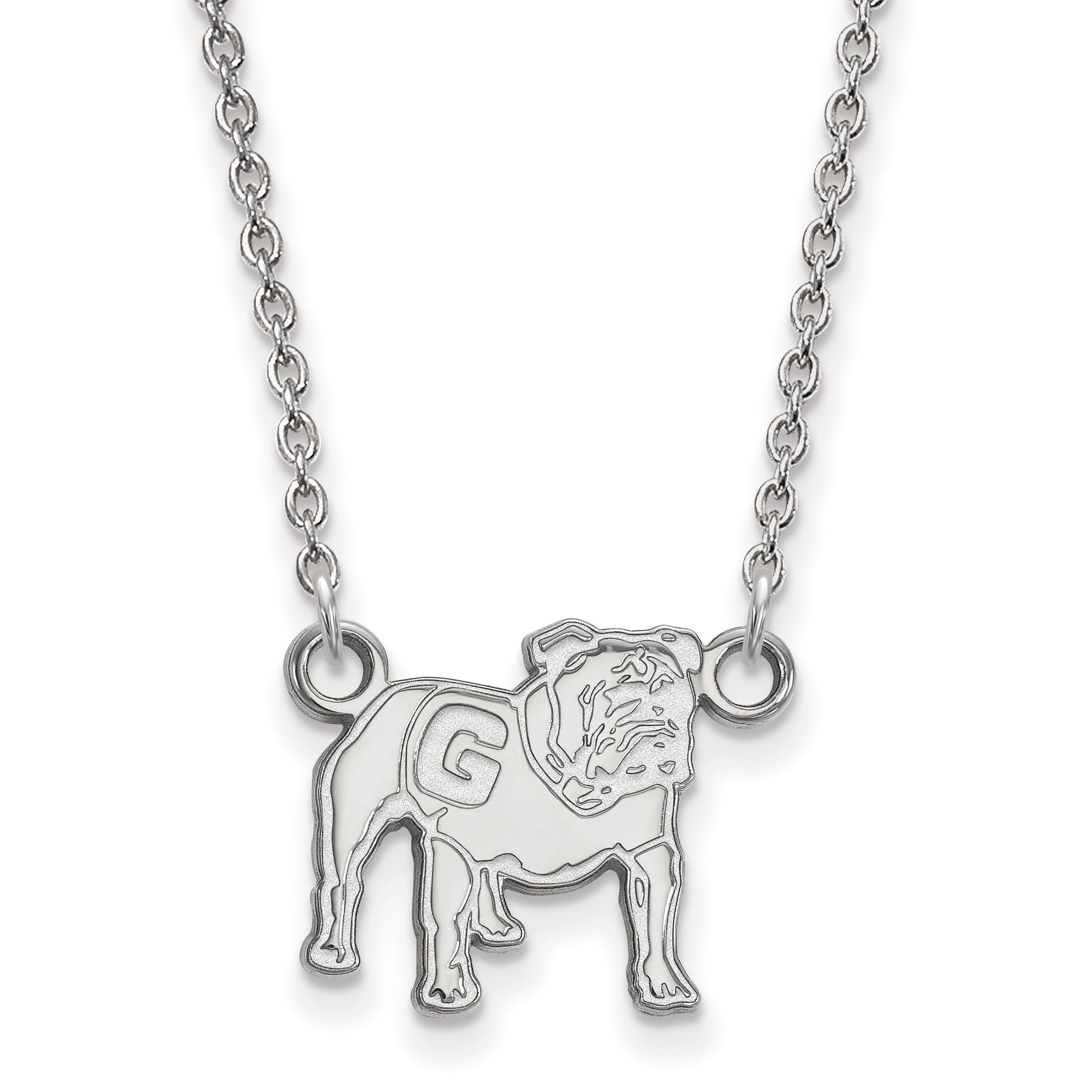 925 Sterling Silver Rhodium-plated Laser-cut University of Nebraska Small Pendant w//Necklace 18