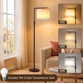 thumbnail image 4 of SUNMORY Iron Modern Standing Lamp, Gold Floor Lamp for Living Room, with Rotary Switch, Hanging Shade and 3 Color Temperatures 9W Bulb for Bedroom, Study Room, Office, 4 of 18