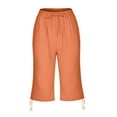 thumbnail image 5 of Orange Shorts for Women's Knee Length Short Pants Ladies Loose Drawstring Casual Solid Color Shorts, 5 of 6
