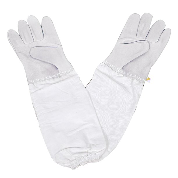 1 par de guantes de apicultura, mangas protectoras, transpirables, antipicaduras de abeja, guantes largos de piel de oveja para Apicultor, Herramientas de Apicultura