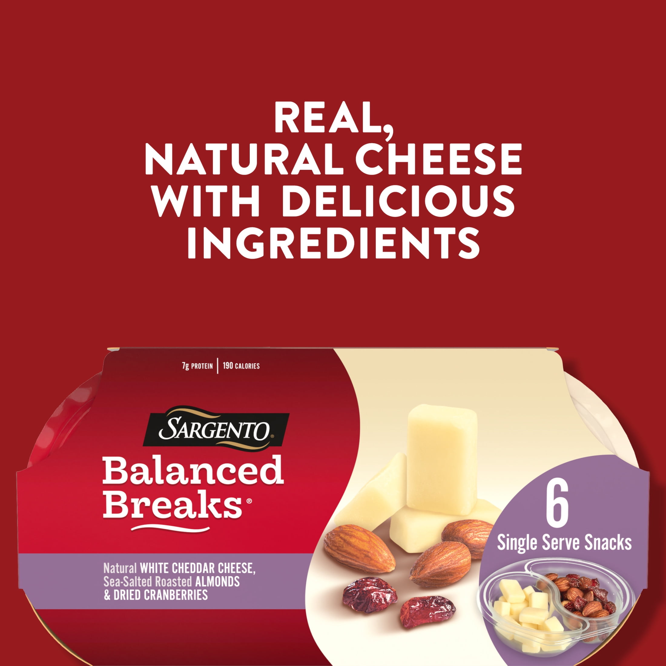 Sargento® Balanced Breaks® White Cheddar Cheese, Roasted Almonds, Dried Cranberries