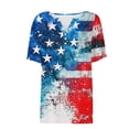 thumbnail image 4 of DeHolifer Women's T-Shirts Plus Size Independence Day Printed V-Neck Button Dressy Blouse Lightweight Casual Tunic Tops Blue M, 4 of 5