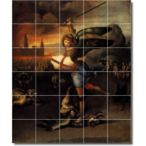 Ceramic Tile Mural-Raphael Mythology Painting 160. 30" w x 36" h using (30) 6 x 6 ceramic tiles