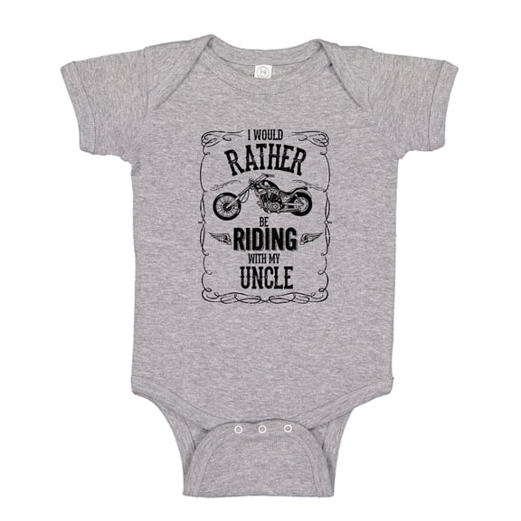 I'd Rather Be Riding With My Uncle Baby Bodysuit One Piece NB Athletic Heather