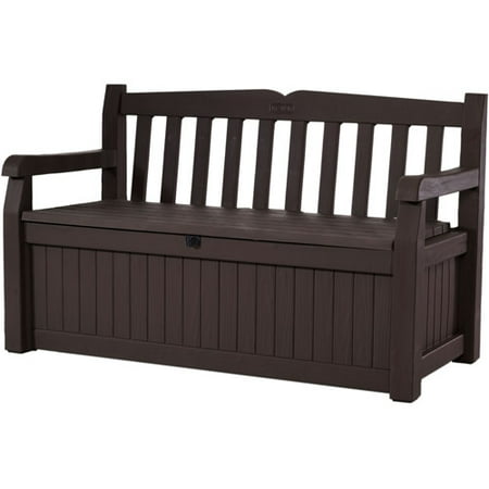 Keter Eden Outdoor Resin Storage Bench, All-Weather Plastic Seating and Storage, 70 Gal, Brown