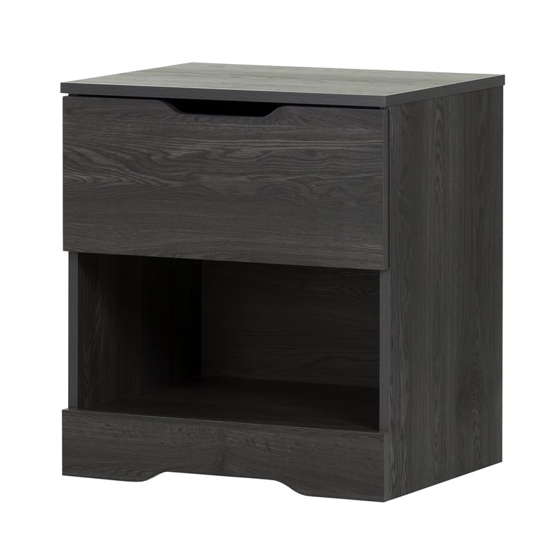 4pc Wood Queen Platform Bedroom Set with Dresser and 2 Nightstands in Gray Oak