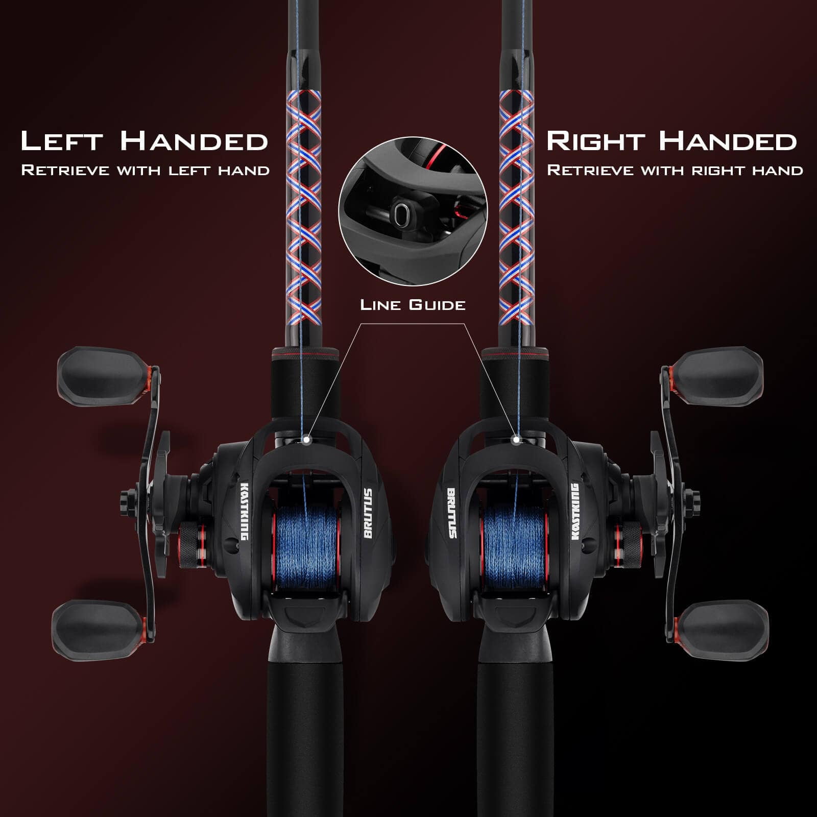 KastKing Left Baitcasting Fishing Reel, Graphite Frame, 7.2:1 Gear Ratio, 5+1 -Brutus