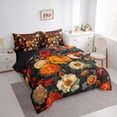 thumbnail image 3 of Homewish Orange Rustic Floral Bedding Comforter Set 7pcs, Retro Plant Botanical King Bedding Sets, Teens Adult Girl Women Reversible Bed Sheets, Breathable Home Decor, 3 of 7