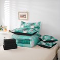 thumbnail image 6 of Homewish Green Abstract Plaid 7-Piece Twin Bedding,Classic Aesthetic Bedding Comforter Set,Black Reversible, 6 of 8