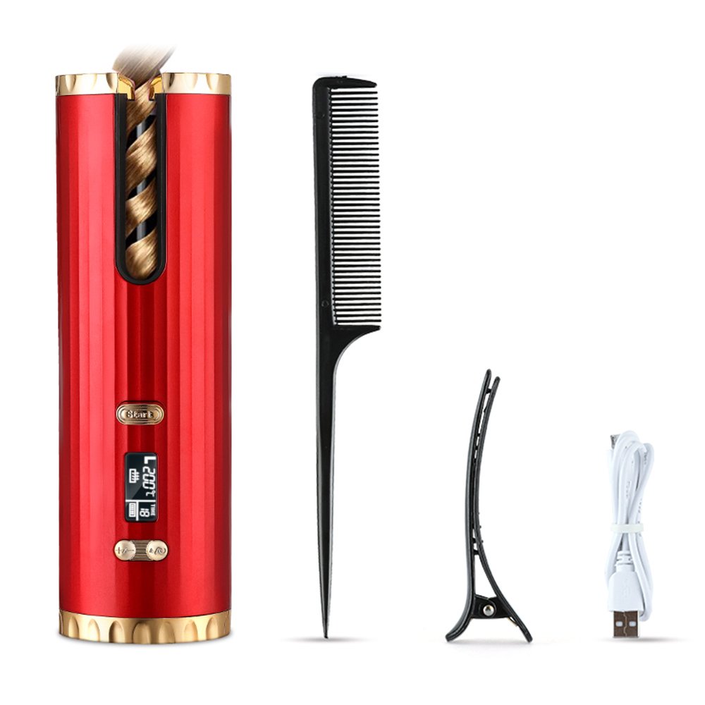 ODOMY Cordless Wireless Auto Rotating Hair Curler LCD Hair Waver