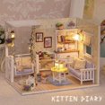 thumbnail image 2 of Maison de Poupée Miniature 1/24 avec Meubles de Salon Simulation Chat Cadeau pour, 2 of 6