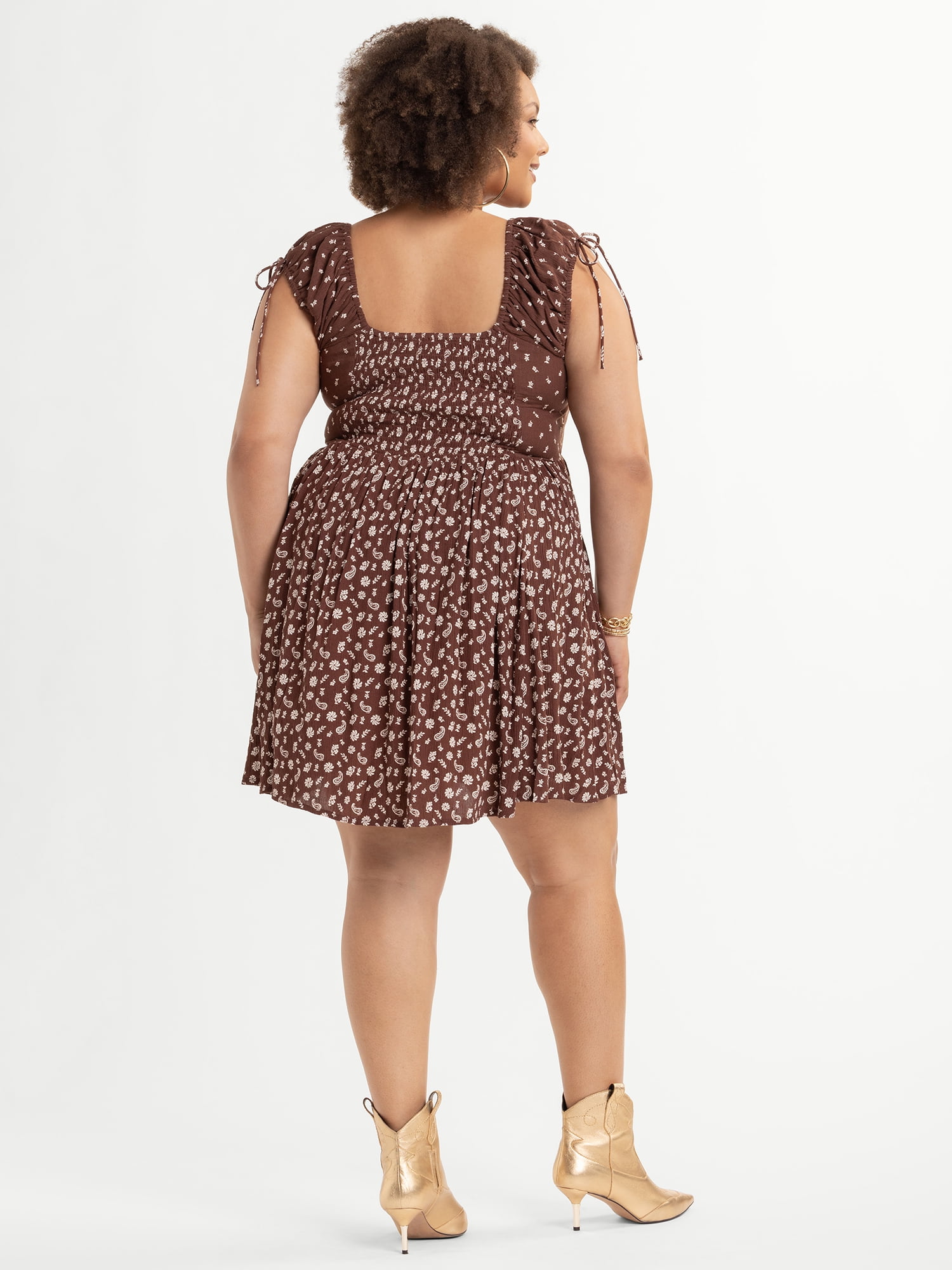 Jessica Simpson Women's Plus Size Aylani Smocked Mini Dress, Sizes 0X-4X