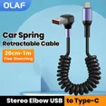 thumbnail image 2 of Cable de datos retráctil con resorte para coche, 6 A/66 W, estéreo, USB C a tipo C, cable de carga rápida para iPhone 15, Samsung, Huawei y Xiaomi., 2 of 5