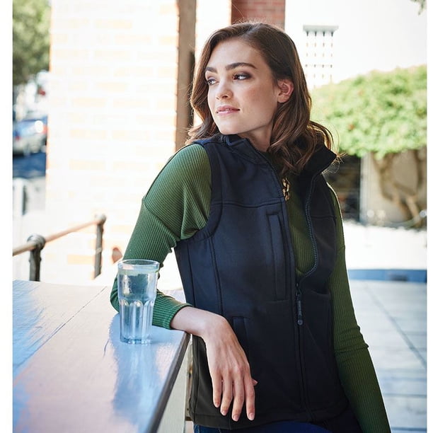 Regatta - Chaleco modelo Flux Softshell (impermeable y cortavientos) para mujer (Negro/ Gris foca)