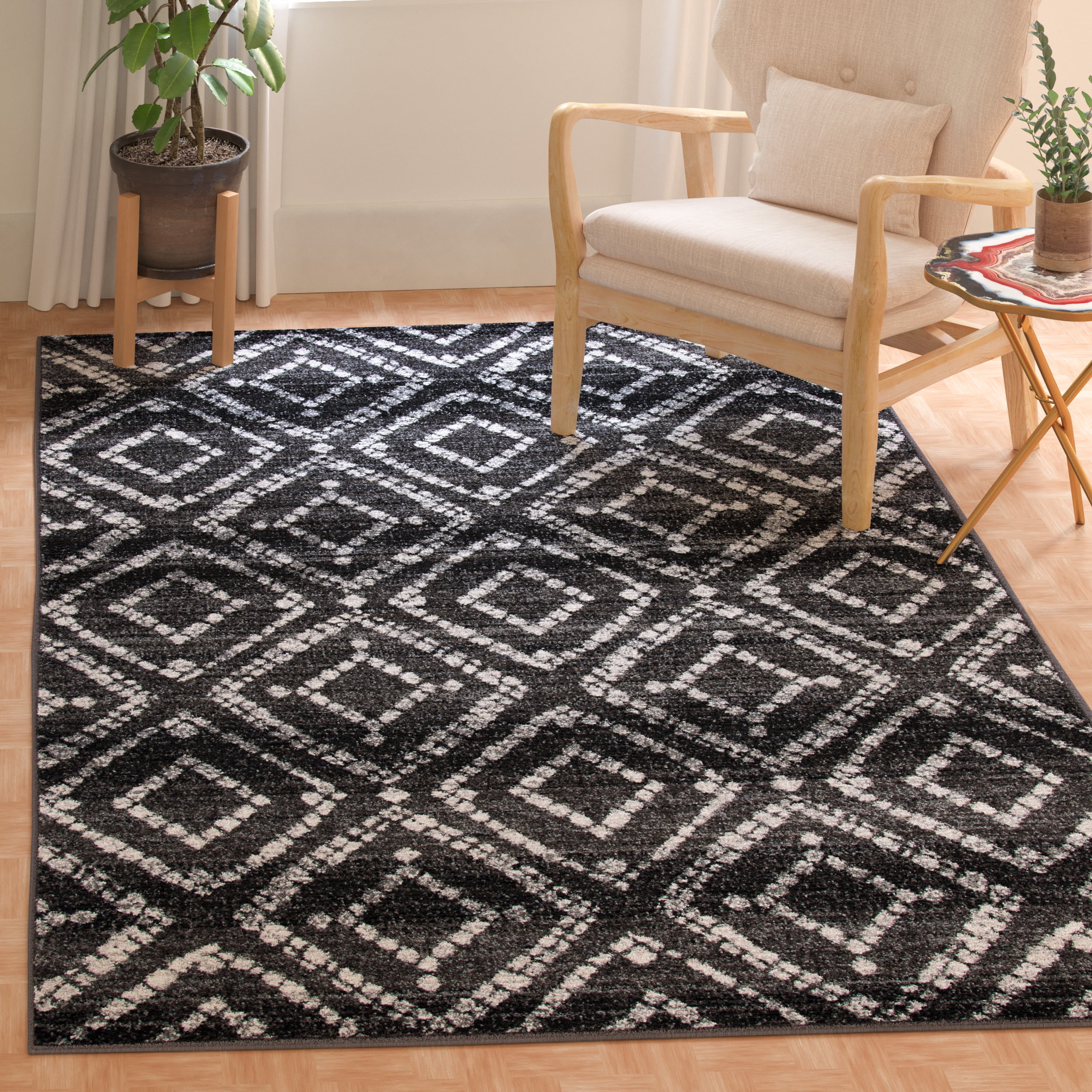 Safavieh Adirondack Lecia Geometric Area Rug, Black/Ivory, 5'1" x 7'6"
