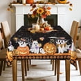 thumbnail image 4 of Halloween Ghost Pumpkin Tablecloth Waterproof, Black Orange Plaid Table Cloth Rectangle, Washable Table Cover for Halloween Party Home Kitchen Decoration (60×84 Inch), 4 of 6