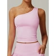 thumbnail image 2 of Women'S One Shoulder Tank Tops Sleeveless Slim Fit Cropped Tee Shirt Y2k Tops Pink XL, 2 of 8