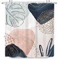 thumbnail image 6 of Abstract Mid Century Shower Curtain 72Wx72H Inches Boho Pastel Pink Teal Blue Geometric Leaves Minimalist Aesthetic Modern Bathroom Decor Waterproof Polyester Home Decor Set with Hooks, 6 of 6
