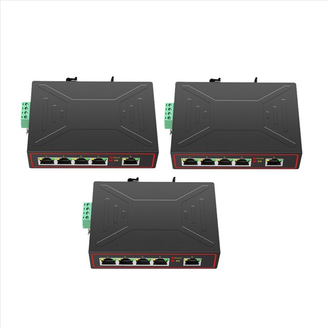 3X 5 Ports 100M Industrial Network Switch RJ45 Hub Internet Splitter Switch Plug and Play DIN Rail Type Enhance Switch,3 x Industrial network switch,Black
