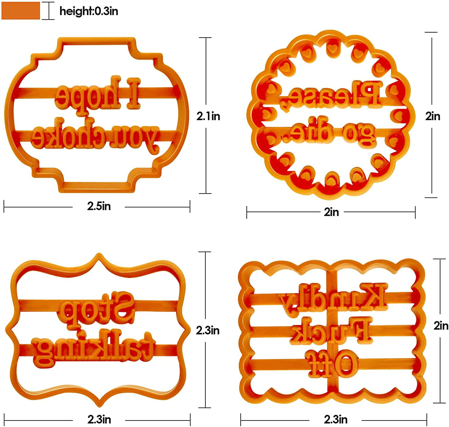 4PCS Funny Biscuit Cutter Mould Set For Baking Kitchen DIY Mold With Wish Words