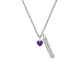 thumbnail image 2 of Delight Jewelry Acrylic 5/16" Purple Heart Silvertone Fearless Bar Charm Necklace, 23", 2 of 4