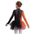 thumbnail image 2 of inlzdz Figure Skating Dress for Girls Long Sleeve Ballet Dance Skirted Leotards Gymnastics Outfit Black Orange 8, 2 of 7