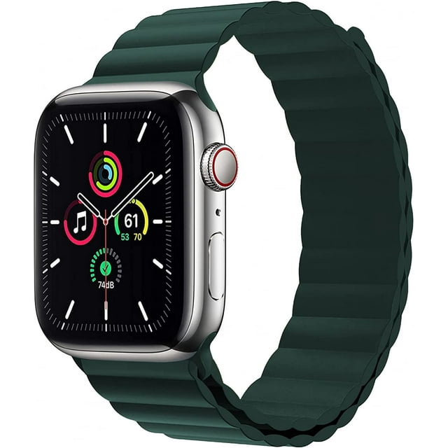 Magnetic Silicone Loop Band Compatible with Apple Watch Bands 38mm 40mm 41mm 42mm 44mm 45mm, Adjustable Loop Strap Soft Silicone Sport Wrist Band for Apple Watch Series 7 45 mm Series SE 6 5 4 3 2 1