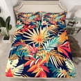 thumbnail image 2 of Homewish Colorful Monstera Leaf Full Size Sheets,Tropical Botanical Plam Bed Sheets,Rustic Leaves Sheet Sets For Teens,Breathable Home Decor,4 Pieces, 2 of 7