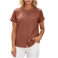 thumbnail image 2 of ClodeEU Women's Round Neck Short Sleeve Blouses,Casual Loose Fit Shirts for Summer ,Women's Plus S, 2 of 7