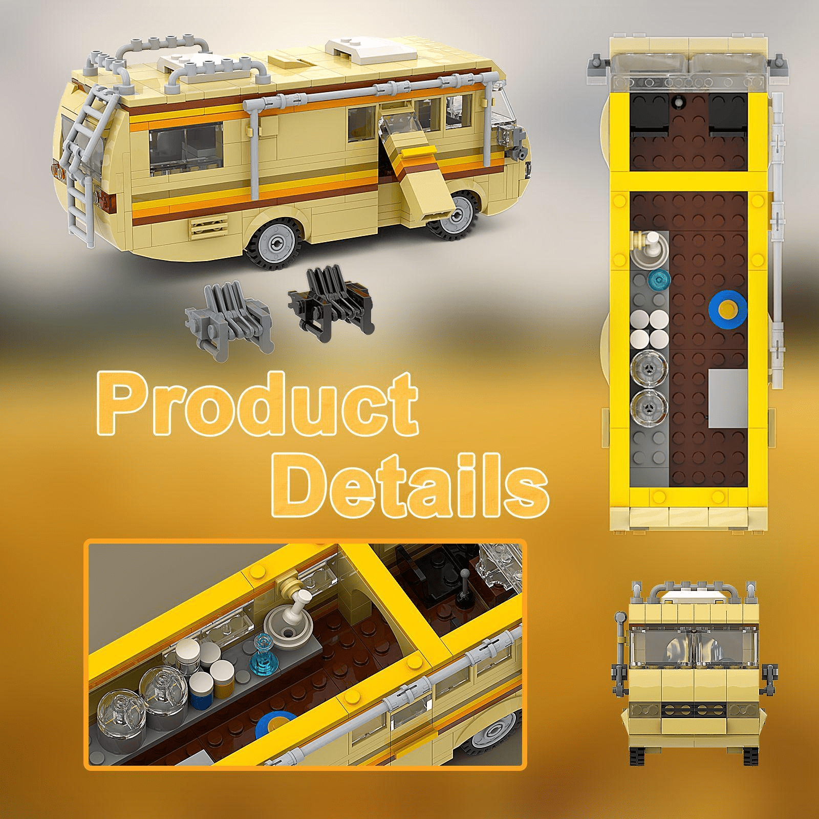 NORVESSA Model RV Building Blocks Set, 360 Pcs Iconic Break Bad Lab Camper, Adult Model Car Kits