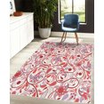 thumbnail image 4 of Vintage Decorative Rug, Oriental Scroll with Swirling Leaves with Eastern Design Inspirations, Quality Carpet for Bedroom Dorm and Living Room, 6 Sizes, Maroon Pink, by Ambesonne, 4 of 4