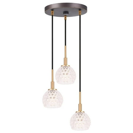 

Woodbridge Lighting Elise 3-Light Glass Cluster Pendant in Brass/Bronze/Clear
