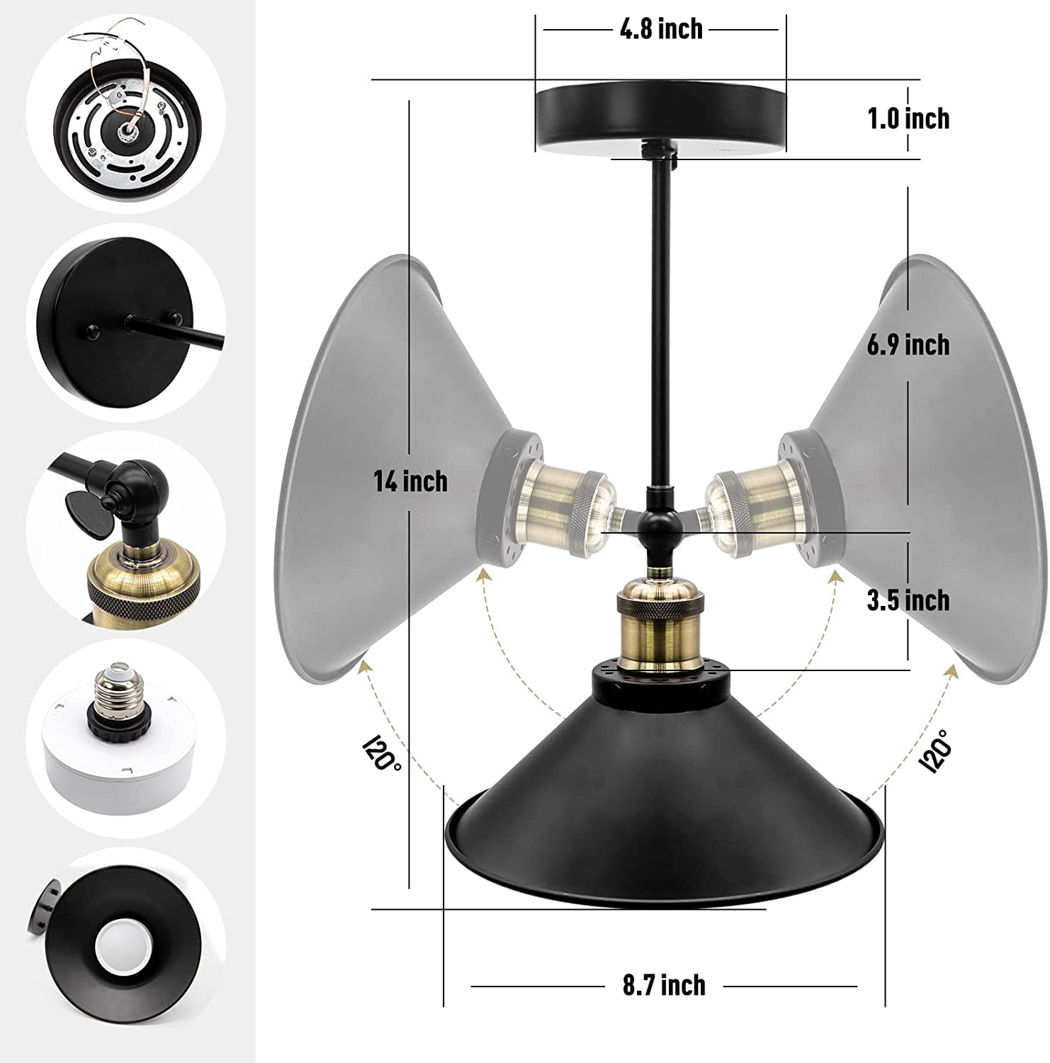 Battery Operated Black Wireless Wall Sconces with Remote Control (Set of 2 )- Flexible Wall Mounted Lights for Bedroom, Living Room, and Hallway