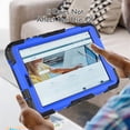 thumbnail image 5 of for Lenovo Tab M8 HD 4th Gen 2023 (TB-300XU TB-300FU) 8 inch Heavy Duty Shockproof Protective Rugged Case with Screen Protector Stand and Hand Strap Shoulder Strap,Black + Blue, 5 of 8