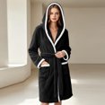 thumbnail image 5 of Sheghy Hooded Long Fleece Womens Robe Thick Absorbent Warm Loungewear Bathrobe, 5 of 7