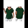 thumbnail image 3 of Blusas Tipo Túnica de Corta para Mujer, con Escote en V Recortado, Elegantes, Informales, Holgadas y Largas Verde Oscuro 5XL, 3 of 7