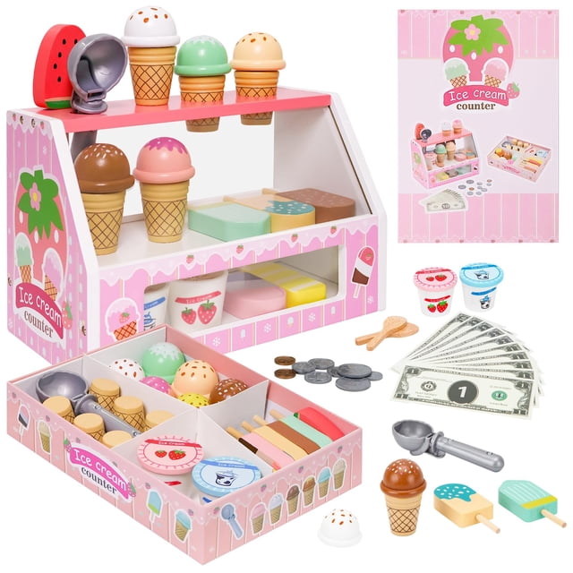 Set de helados de madera Pretend Play ZJEFUNS