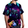 thumbnail image 2 of Game Controller Men's Short Sleeve Beach Shirts, Casual Poplin Button Down Shirt, Summer Casual Printed Unisex Shirts, 2 of 6