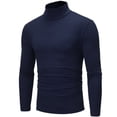 thumbnail image 4 of sususu Men's Casual Slim Fit Basic Tops Knitted Lightweight Turtleneck Pullover Sweater Solid Color Spring Clothes Navy XL, 4 of 5
