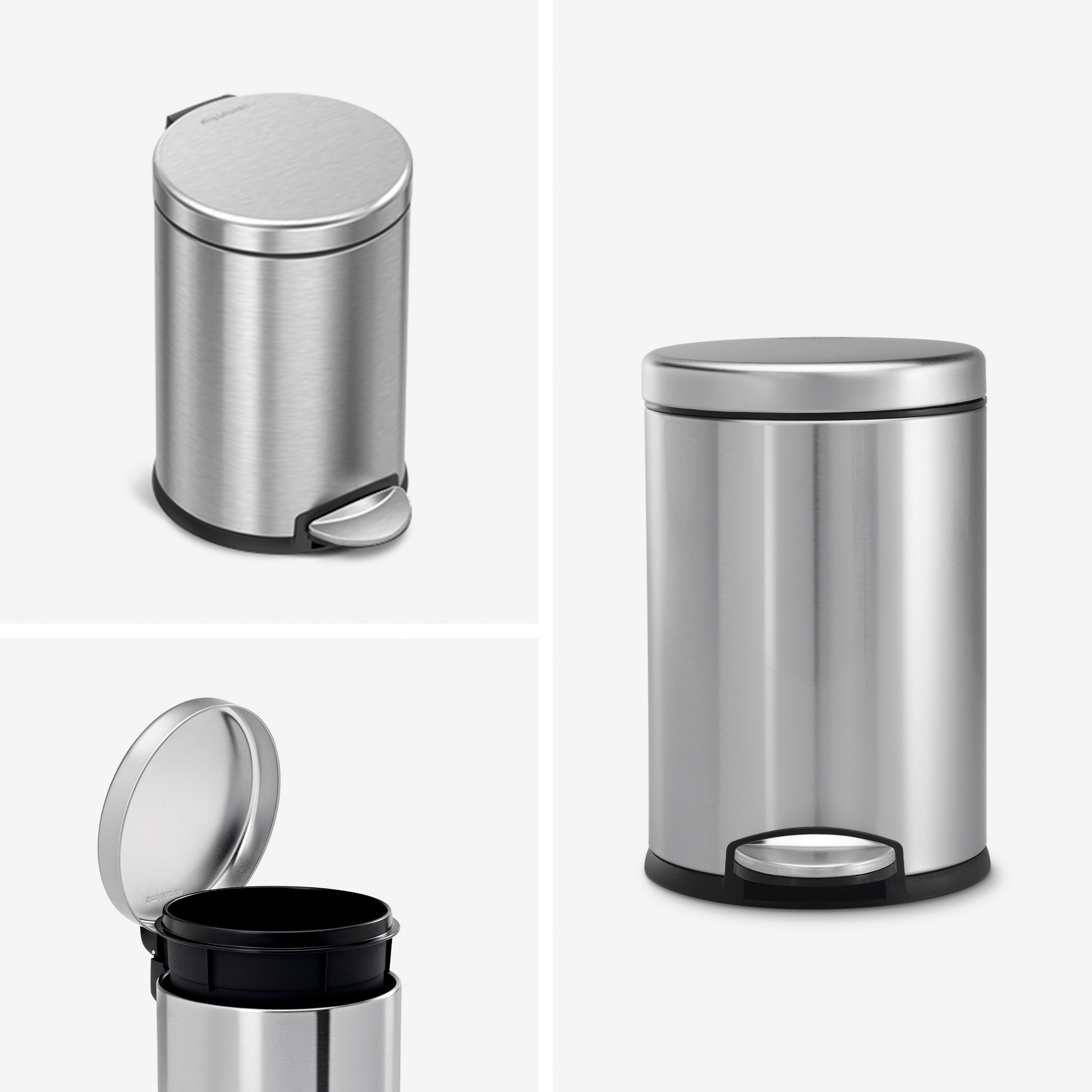 simplehuman Bathroom Trash Can, 1.2 Gallon Step Garbage Bin with Soft Close Lid, Brushed Stainless Steel