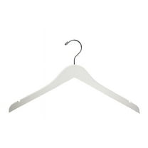 NAHANCO 17” Flat Wooden Shirt Hanger With Notches, White Gloss - 20/CTN.